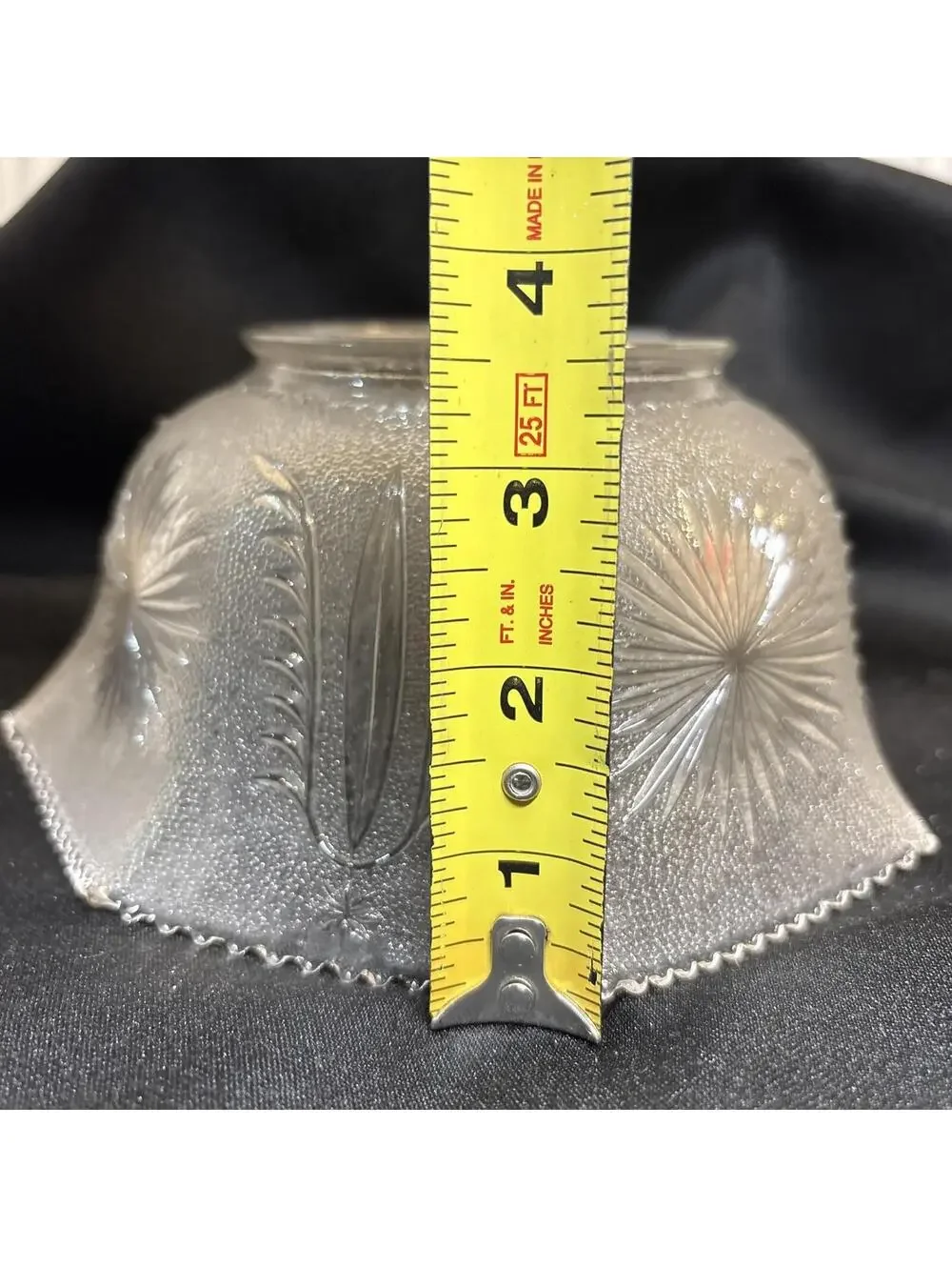 VTG MCM Stippled Pressed Glass Light Shade Starburst Atomic 3.25” Fit Great Con.
